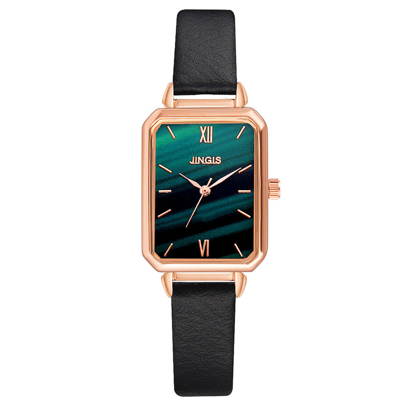 women's simple rectangular leather watch, view 16 - MRSLM