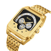 gold men's square quartz watch, view 2 - MRSLM