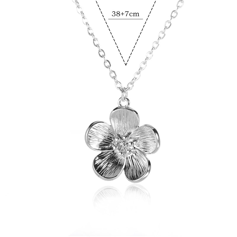 elegant floral stainless steel necklace, view 2 - MRSLM