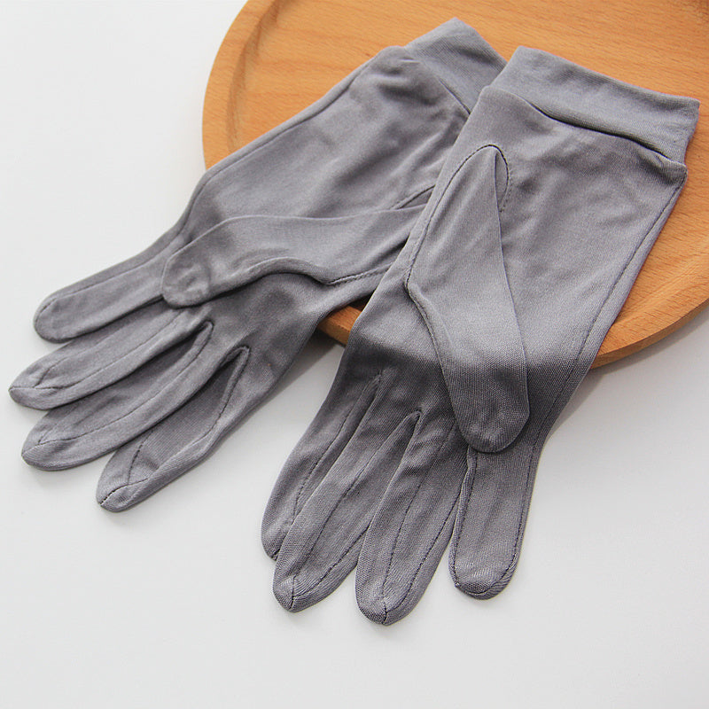 thin mulberry silk finger gloves, view 5 - MRSLM