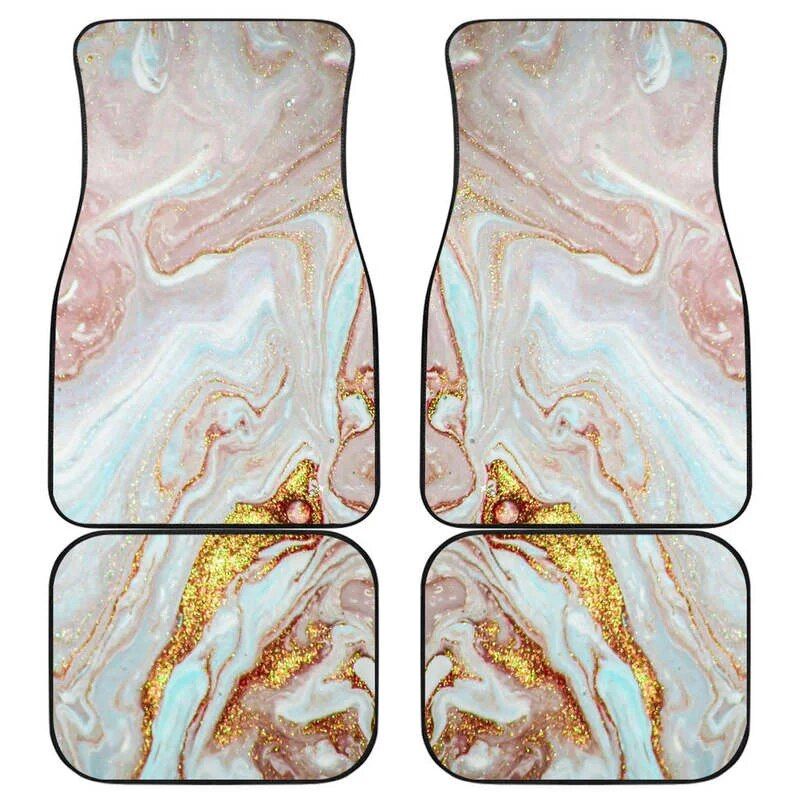 pink gold marble car floor mats, view 2 - MRSLM