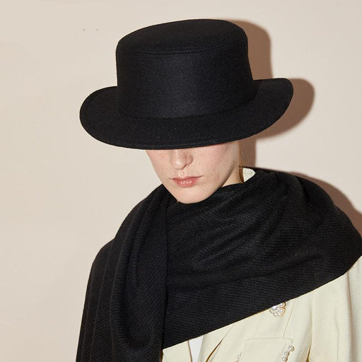 women's woolen flat top hat - MRSLM