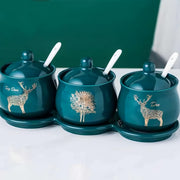 emerald ceramic seasoning jar set, view 5 - MRSLM
