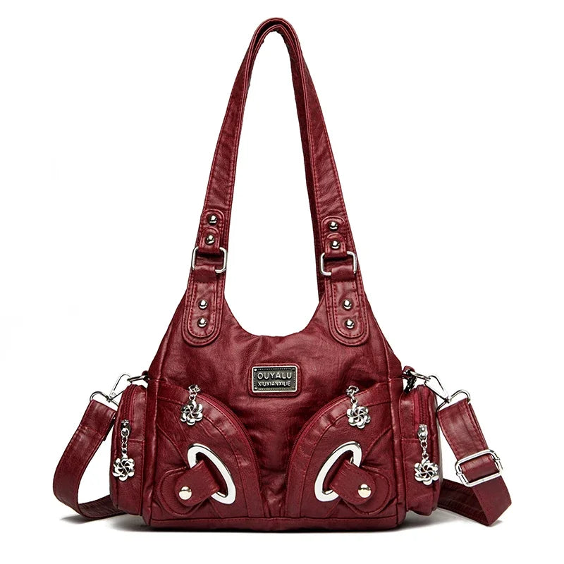 soft leather crossbody tote bag, view 4 - MRSLM