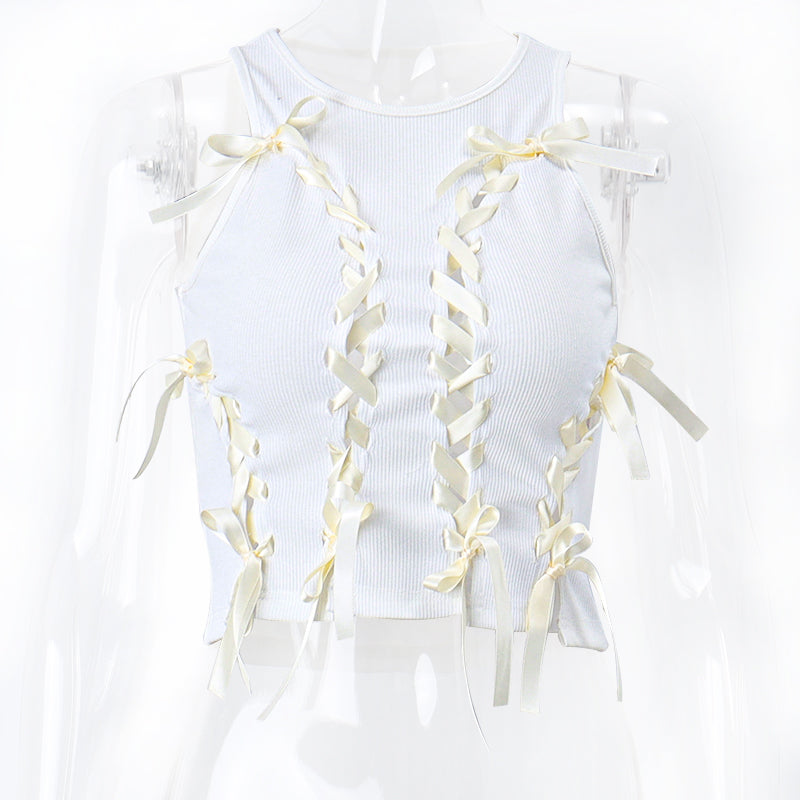 women's french cut-out short vest top, view 6 - MRSLM