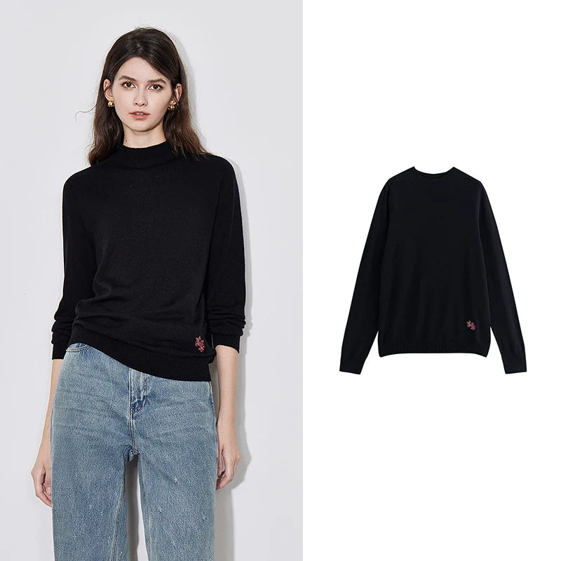 women's half turtleneck knit sweater, view 6 - MRSLM