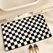 black and white grid bathroom absorbent non-slip mat, view 3 - MRSLM