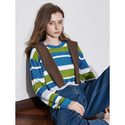 women's striped knitted sweater, view 4 - MRSLM