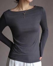 women's long sleeve modal stretch tee, view 3 - MRSLM