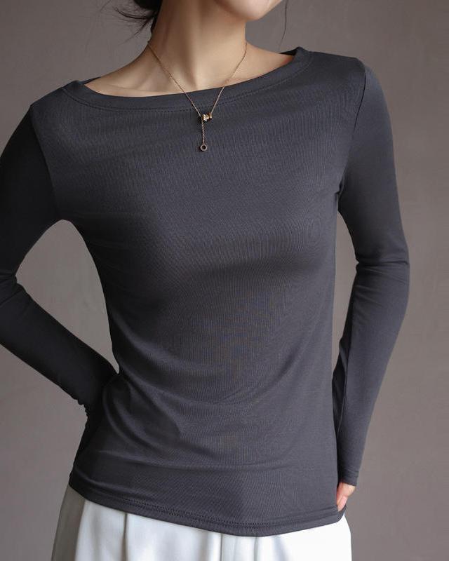 women's long sleeve modal stretch tee, view 3 - MRSLM