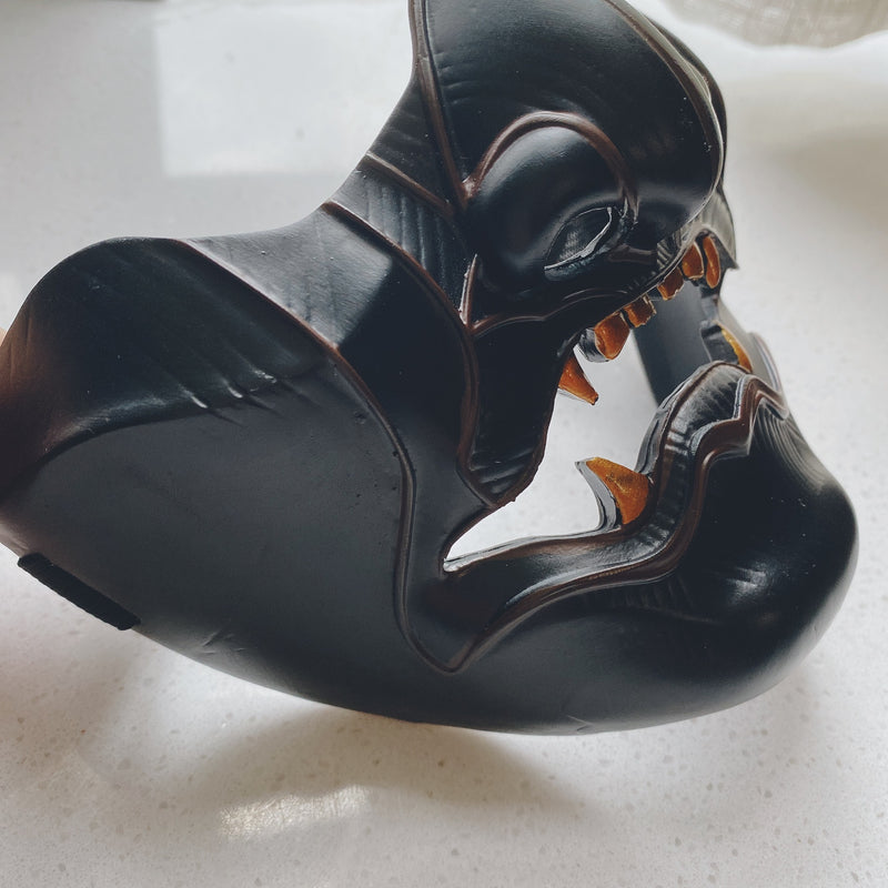 black resin concave cosplay mask, view 2 - MRSLM