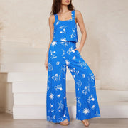 paisley wide leg jumpsuit set, view 16 - MRSLM