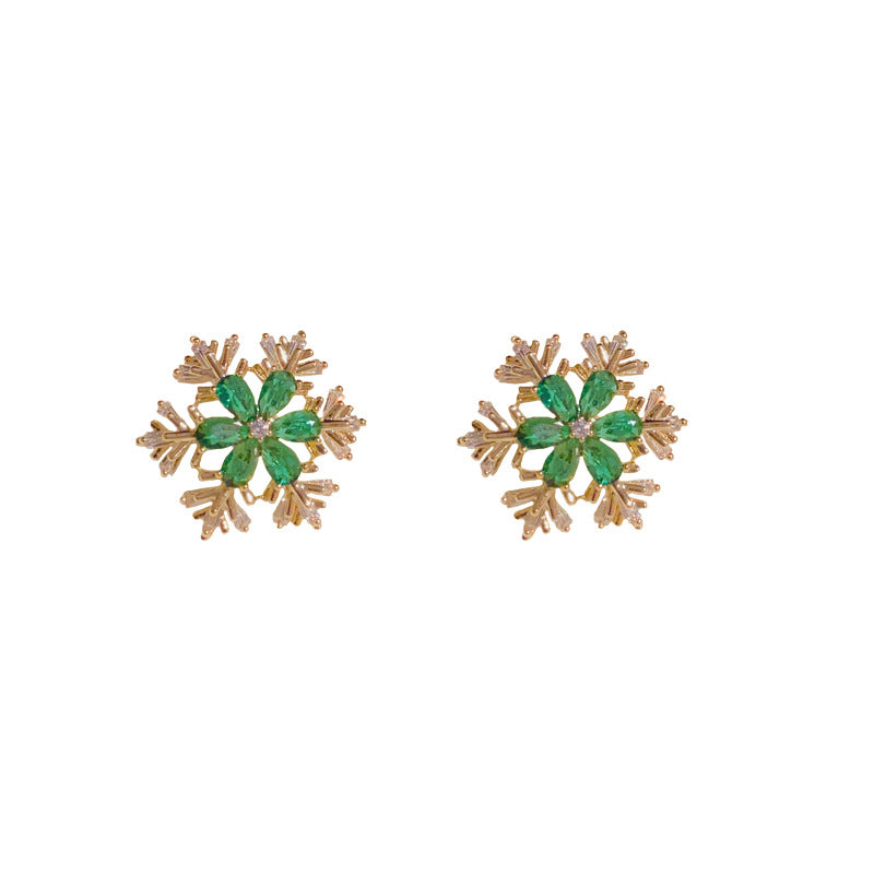 rotatable zircon snowflake ear studs, view 4 - MRSLM