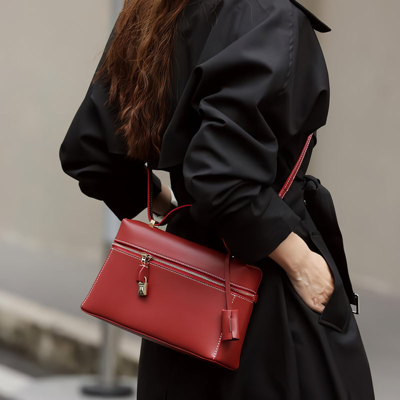 Elegant genuine leather crossbody bag, view 7 - MRSLM