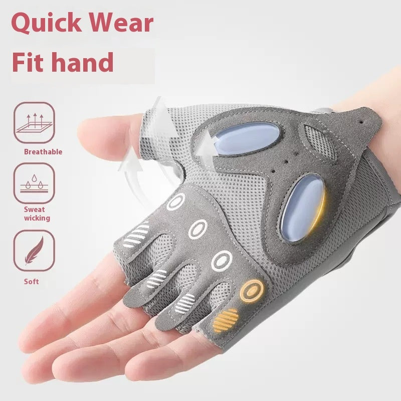 Women's half finger silicone fitness gloves, view 3 - MRSLM