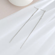 white bead long tassel earrings, view 5 - MRSLM