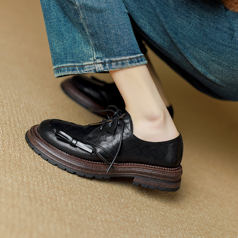 women's leather platform shoes, view 9 - MRSLM