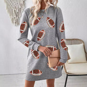 gray ball print pullover dress, view 4 - MRSLM