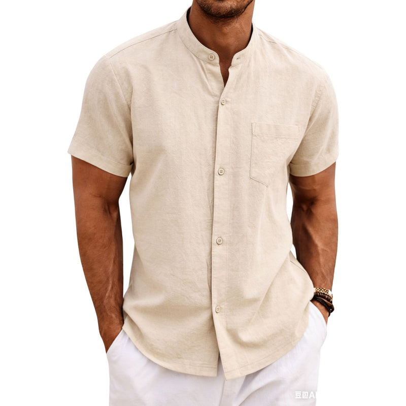 men's linen short sleeve shirt, view 7 - MRSLM