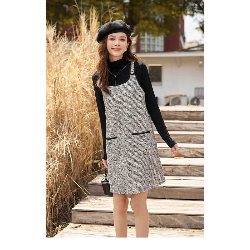 women's tweed suspender dress, view 3 - MRSLM