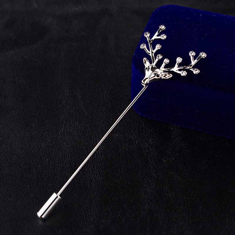 men's small elk brooch pin, view 4 - MRSLM