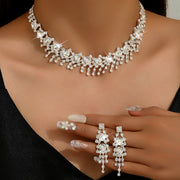 Pearl and crystal choker necklace and earrings set, view 3 - MRSLM