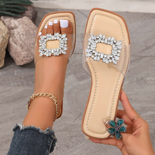 Rhinestone transparent flat sandals - MRSLM