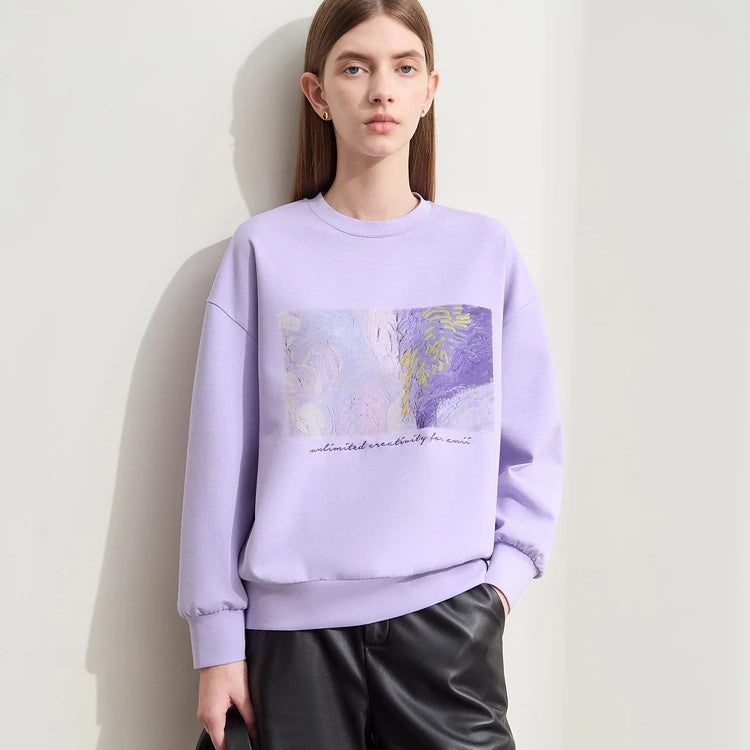 minimalist abstract print embroidered pullover sweatshirt - MRSLM