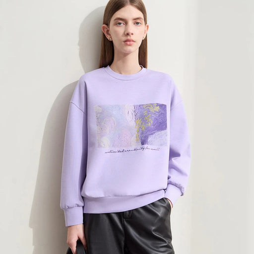 minimalist abstract print embroidered pullover sweatshirt - MRSLM