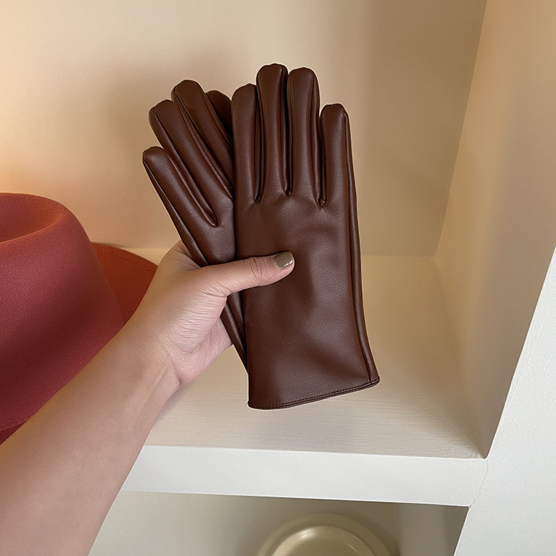 Five finger PU leather gloves, view 7 - MRSLM