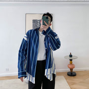 Irregular color contrast stripe coat, view 4 - MRSLM