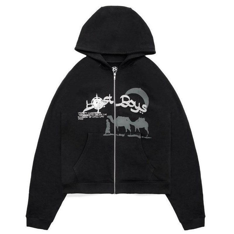 cute cartoon print plush hoodie, view 3 - MRSLM
