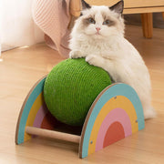 wooden sisal cat scratcher wheel with catch ball, view 7 - MRSLM