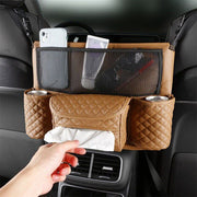 leather car seat storage bag with drink holders - MRSLM