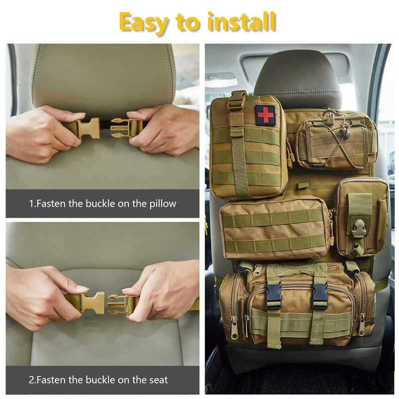 Tactical car seat organizer with Molle pouches, view 11 - MRSLM