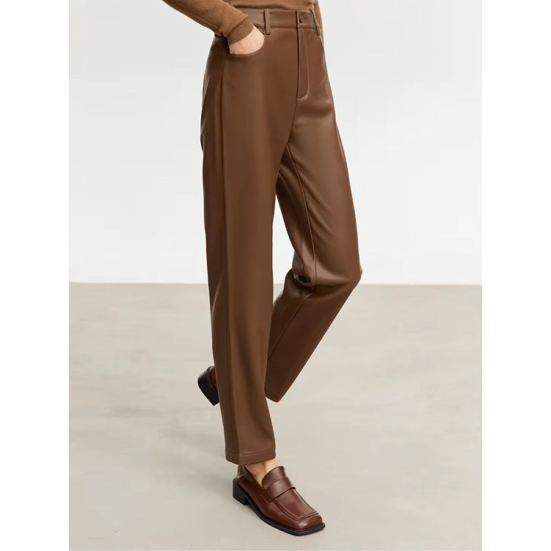 ankle-length pu leather pants, view 7 - MRSLM