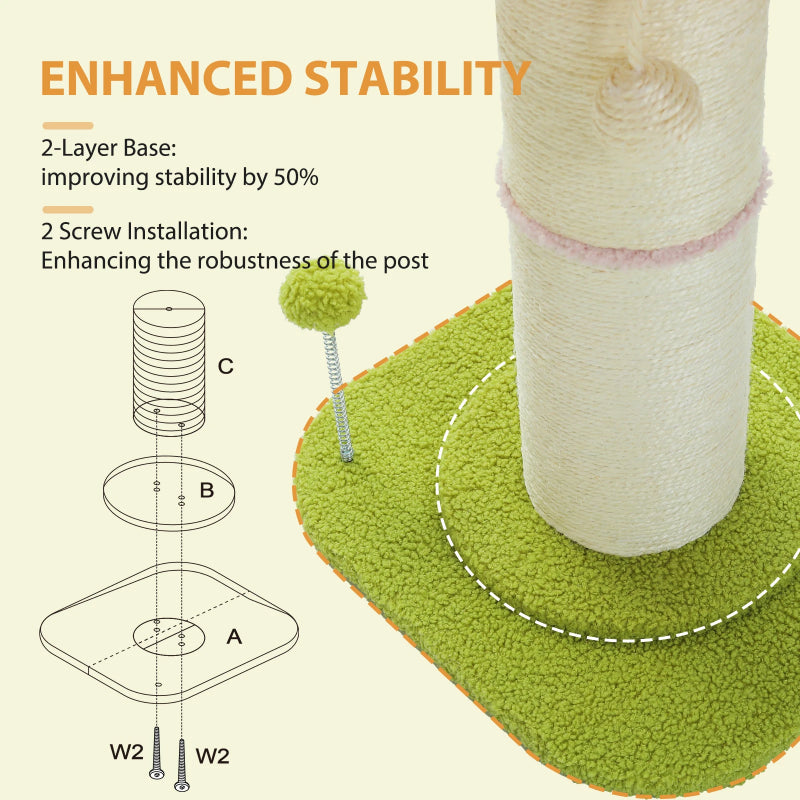 small cat scratching post with sisal and spring ball, view 4 - MRSLM