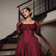 square collar lace midi dress - MRSLM