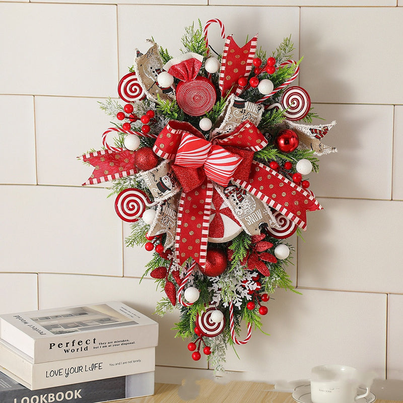 Upside-down Christmas tree candy wreath, view 2 - MRSLM