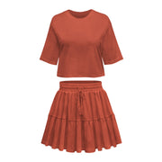 loose crew neck top and skirt set, view 9 - MRSLM
