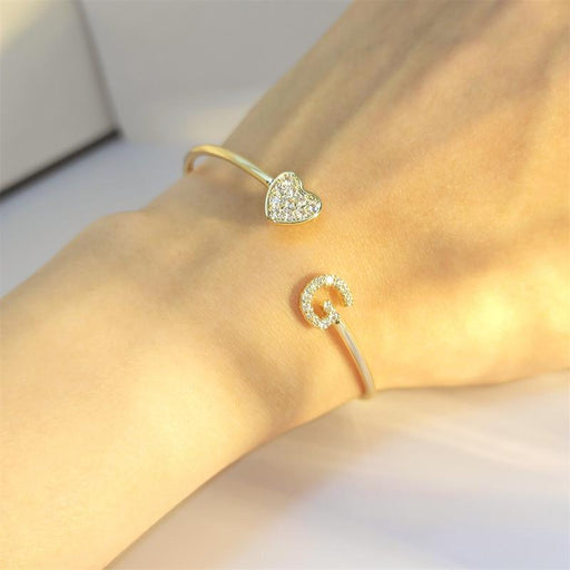 zircon staggered letter charm bracelet - MRSLM