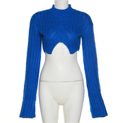 women's short open navel knit sweater, view 6 - MRSLM