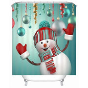 Christmas snowman waterproof shower curtain, view 4 - MRSLM