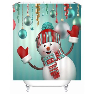 Christmas snowman waterproof shower curtain, view 4 - MRSLM