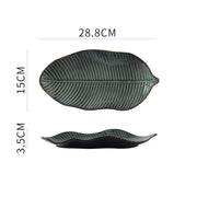 Japanese leaf-shaped ceramic plate, view 5 - MRSLM