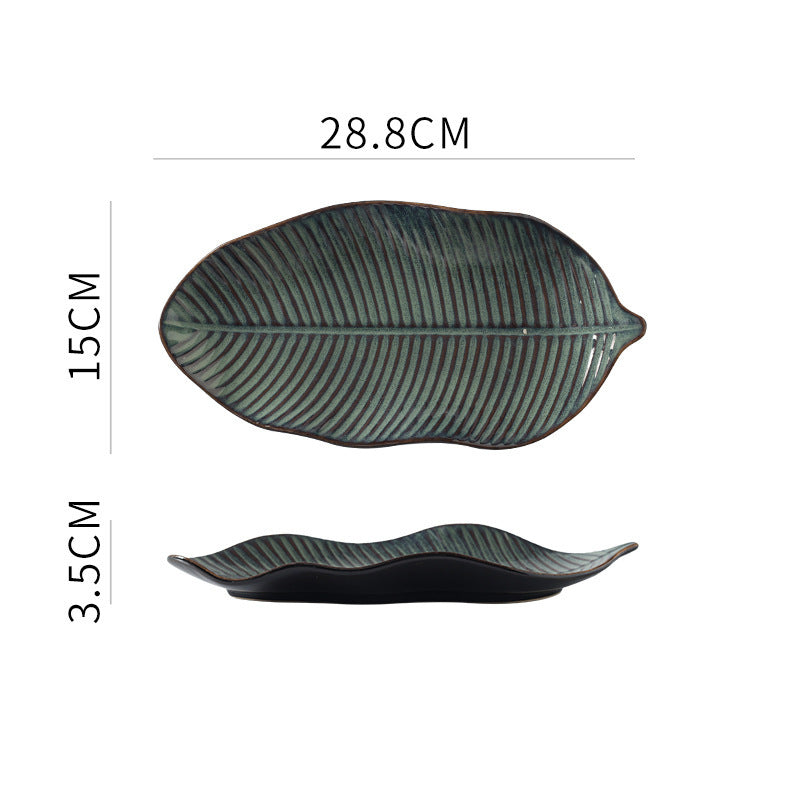 Japanese leaf-shaped ceramic plate, view 5 - MRSLM