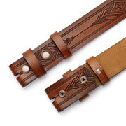 genuine leather vintage embossed western belt, view 7 - MRSLM