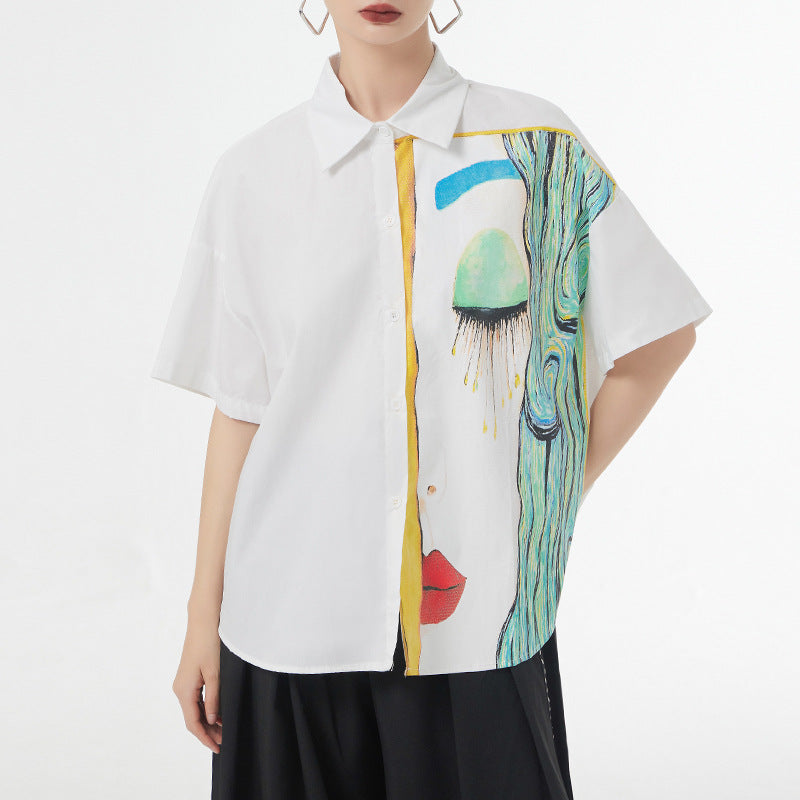 loose printed short-sleeved shirt, view 10 - MRSLM