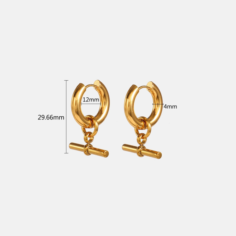 t-bar chain dangle hoop earrings, view 7 - MRSLM