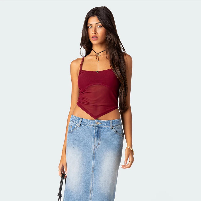 slim mesh cami top, view 9 - MRSLM
